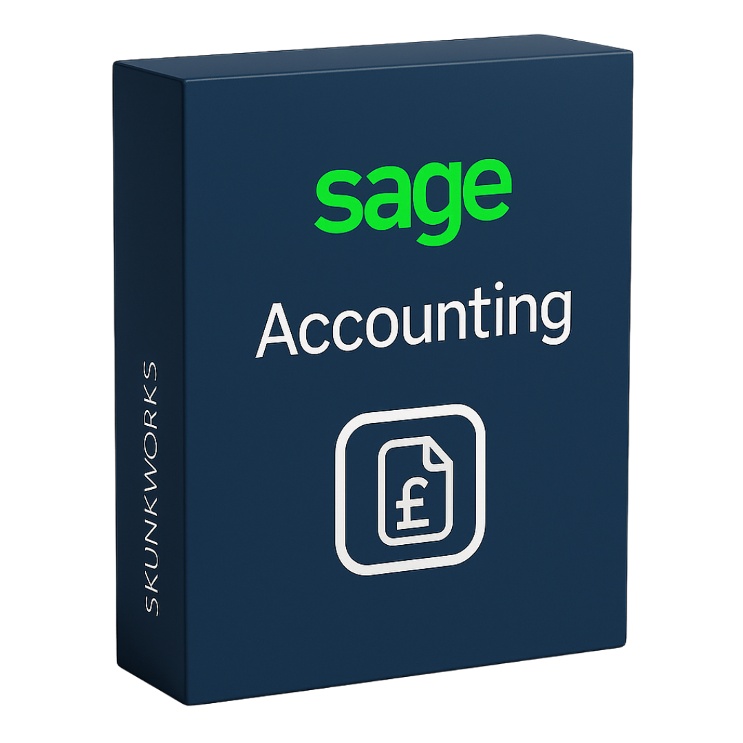 Sage Accounting software dashboard showing invoices and cash flow.