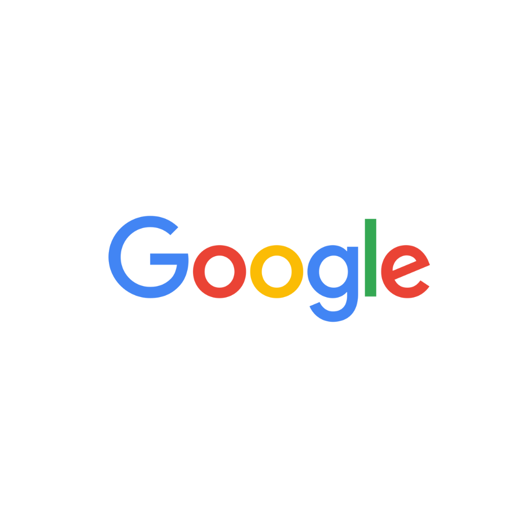 Google logo with multicoloured G wordmark on white background.