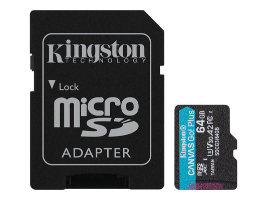 64GB microSDXC Canvas Go Plus 170R A2 U3 V30 Card + ADP