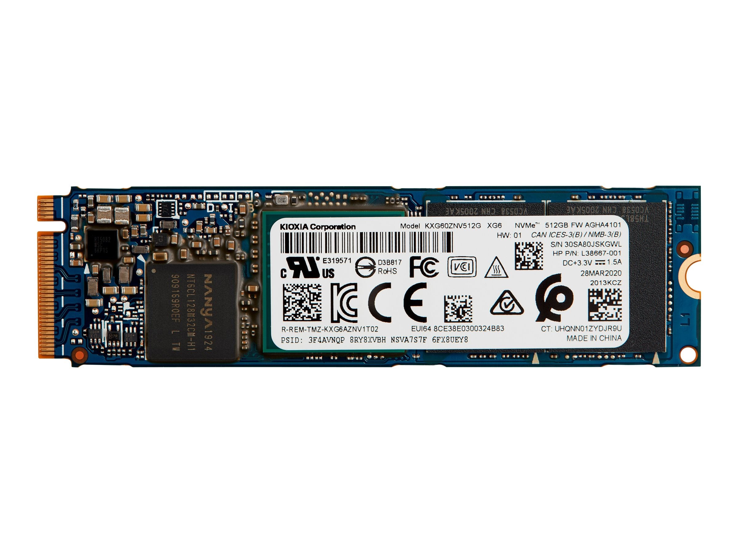 HP 配件 512GB PCI e 3x4 NVMe M2 SSD