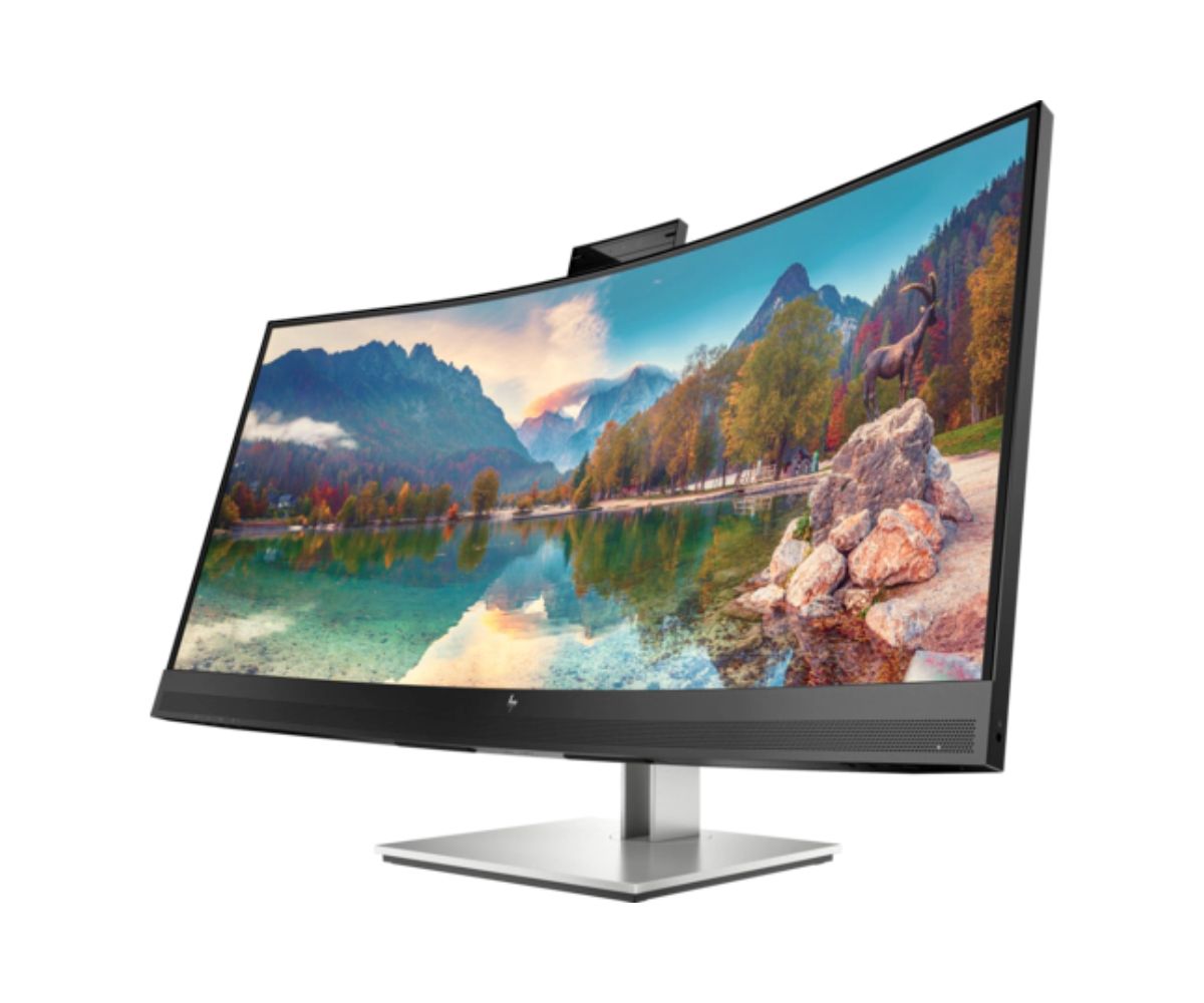 HP EliteDisplay E34m G4 曲面 USB C 会议显示器，集成 5Mp 网络摄像头，34 英寸 VA，3000，1400 尼特，3440 x 1440，防眩光，端口：1 个 USB Type C 端口，DisplayPort 1.2)，1 个 HDMI 1.4 端口，1 个 DisplayPort 1.2 英寸 RJ45 端口（Sea），HP 3 年现场服务