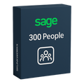 Sage 300 People dashboard with HR analytics and payroll modules.