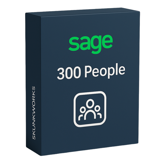 Sage 300 People dashboard with HR analytics and payroll modules.